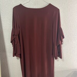Elegant Burgundy Ruffle Sleeve Dress